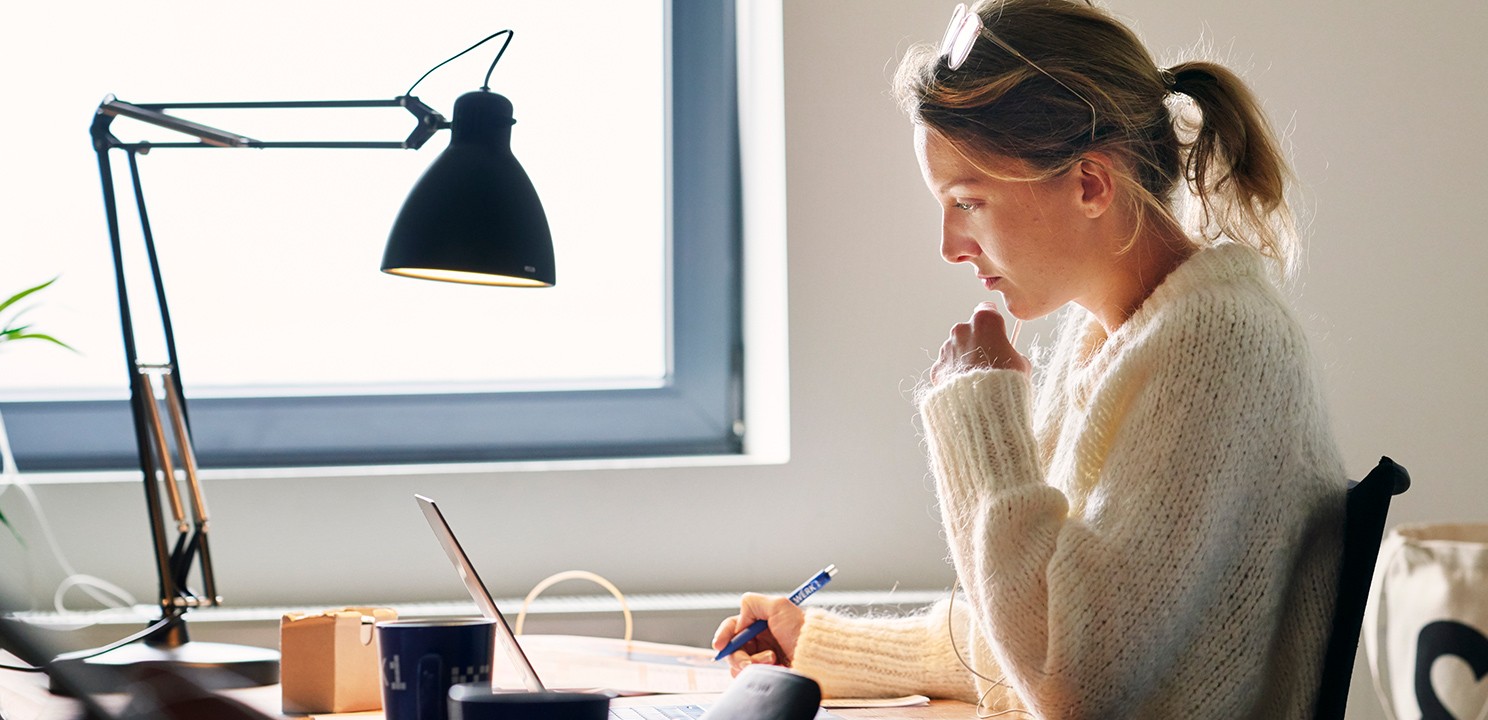 A woman working at a desk