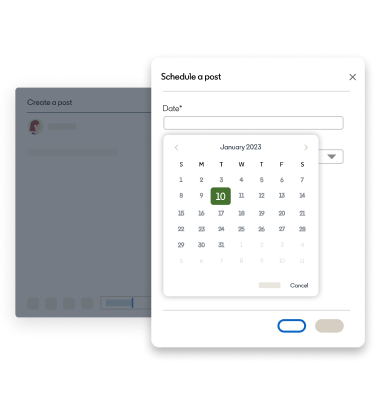 Illustration of a prompt to schedule a post with the calendar highlighted.