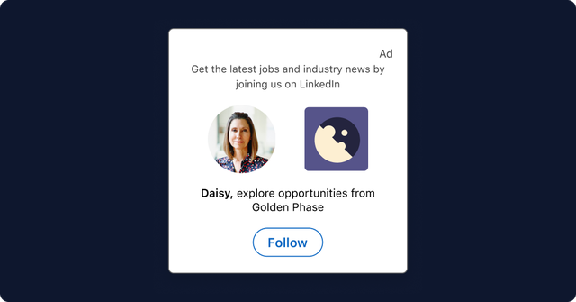LinkedIn job opportunities follow ad card