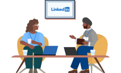 Image of two professionals having a conversation