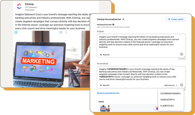 Digital marketing dashboard and personalized ad preview