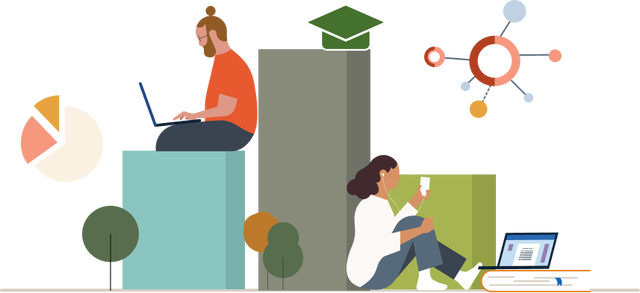 Illustration of people studying