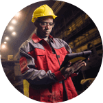 African American man in hard hat and high visibility jacket