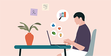 Illustration of a professional looking at analytics