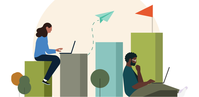 illustration of people learning to meet their goals