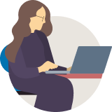 Illustration of an individual working on their laptop.