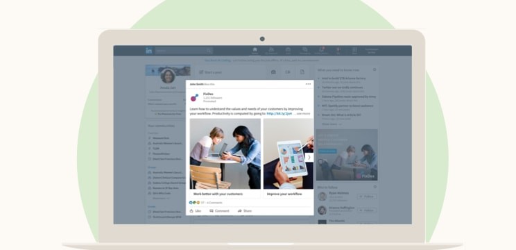 Laptop screen with Sponosred Content ad highlighted