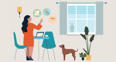 Illustration of a professional working on a laptop