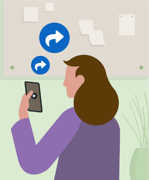 Illustration representing a person watching a video on a phone.