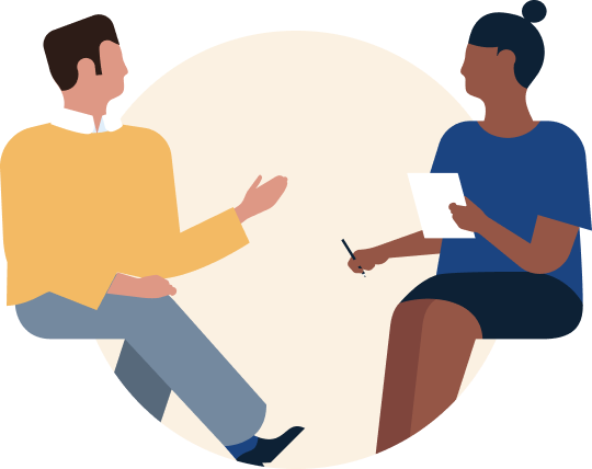 illustration of two people in a discussion
