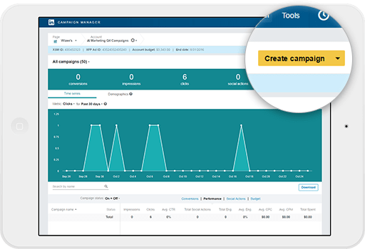 Screenshot of Campaign Manager platform: zoom on the button "Create campaign"