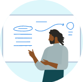An icon representing a person in front of a whiteboard