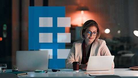 Photo of business professional looking at laptop