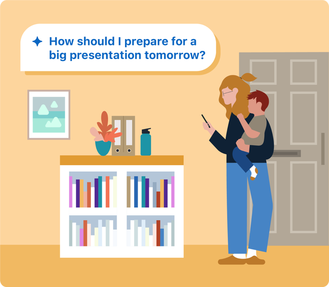 Person asking AI-powered coach “How should I prepare for a big presentation tomorrow?