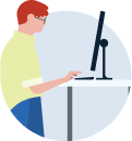 Illustration of professional working on a desktop