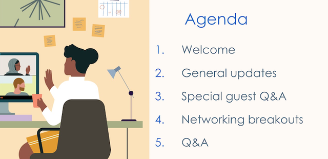 Agenda slide for all-hands meeting