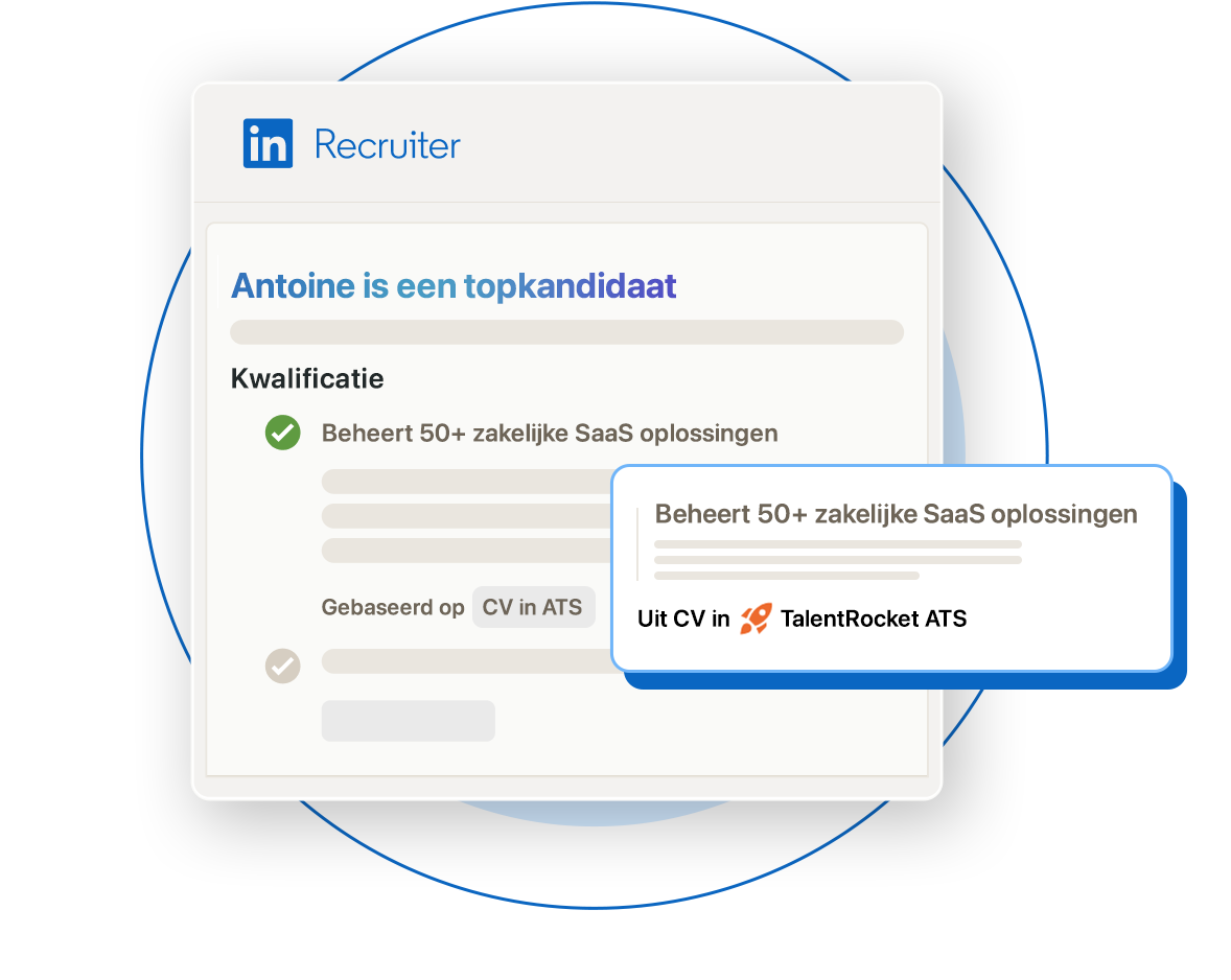 Interface voor topkandidaten van LinkedIn Recruiter