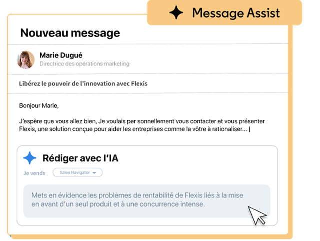 Image d’UI du produit illustrant les messages personnalisés