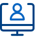 Pictogram van een persoon op een computerscherm.