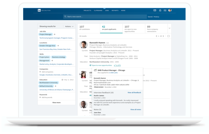 Image of LinkedIn recruiter system connect