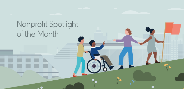 A banner for the nonprofit spotlight of the month.