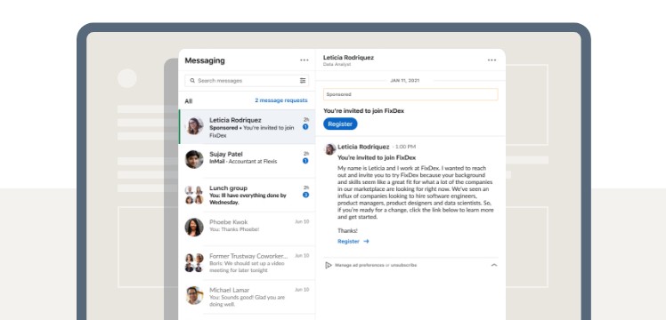 Image of Message Ads Screenshot