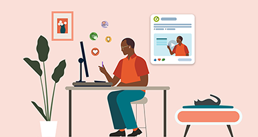 Illustration of professional working on a desktop