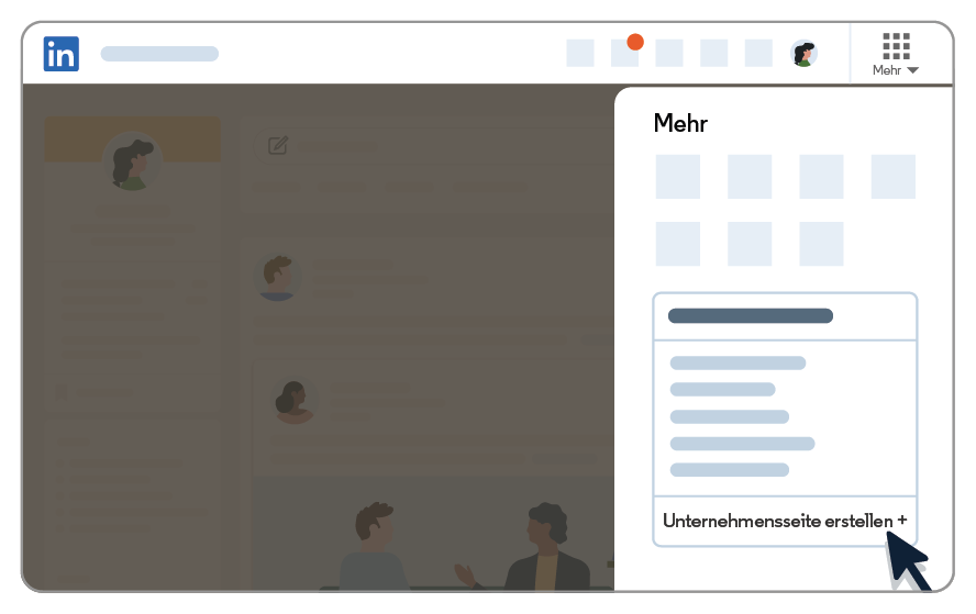 Image of LinkedIn interface representing step 1