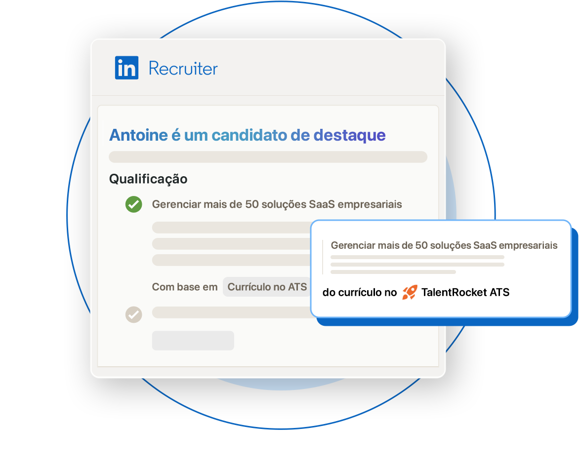 Interface dos principais candidatos do LinkedIn Recruiter