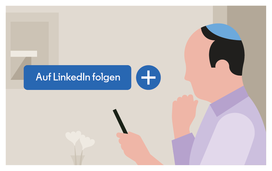 Illustration of professional following on LinkedIn