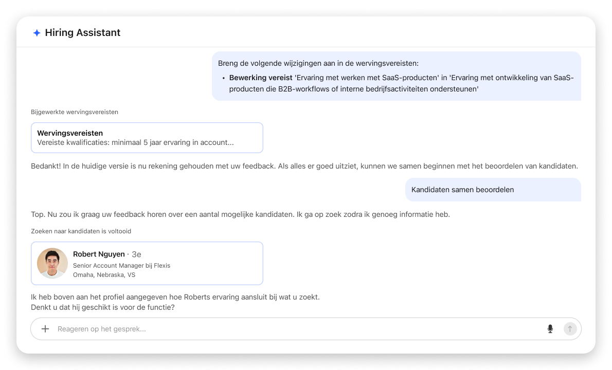 Welkomstinterface van LinkedIn Recruiter