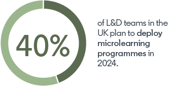 Infographic showing 28% of L&D teams plan to deploy microlearning programmes in 2024.