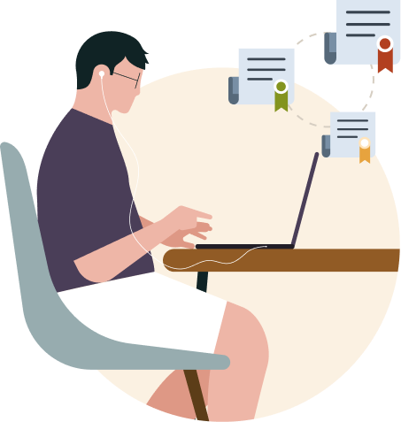 illustration of a professional study at home
