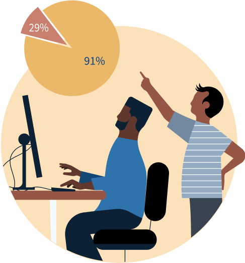 illustration of two professionals working on a project together