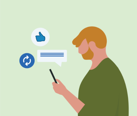 Illustration of a person reacting to content