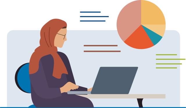 Illustration of a professional working on a laptop