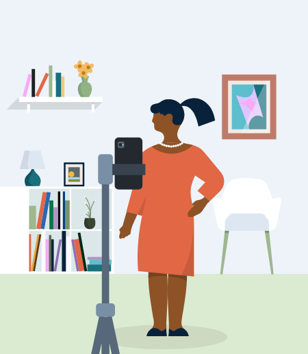 Illustration representing a person recording with a phone