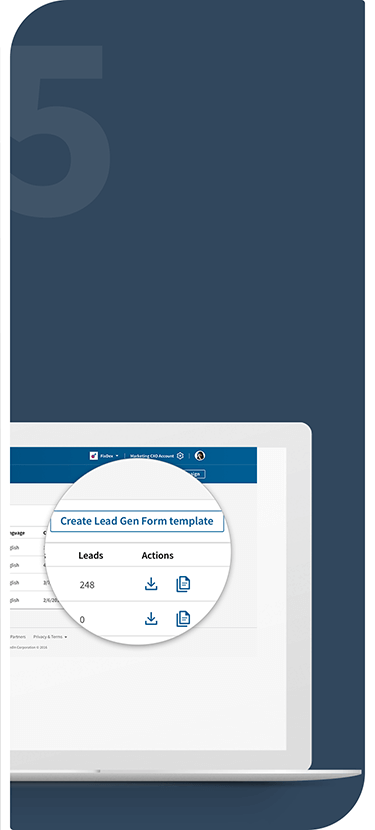 Screenshot of Campaign Manager platform: zoom on the feature to download the leads generated