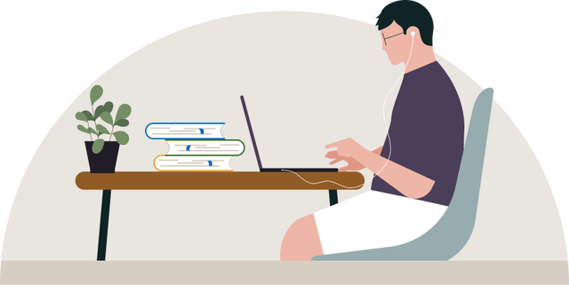 illustration of a person studing at home