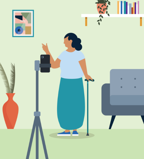 Illustration of a person recording themselves