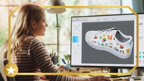 Image of person looking at computer