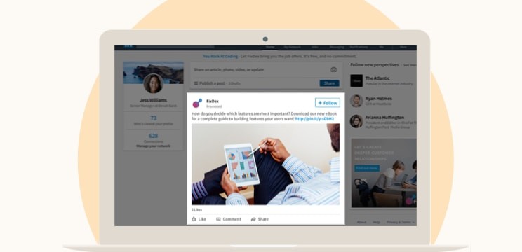 Laptop screen with Sponsored Content ad highlighted