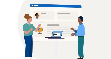 Illustration of professionals giving a presentation
