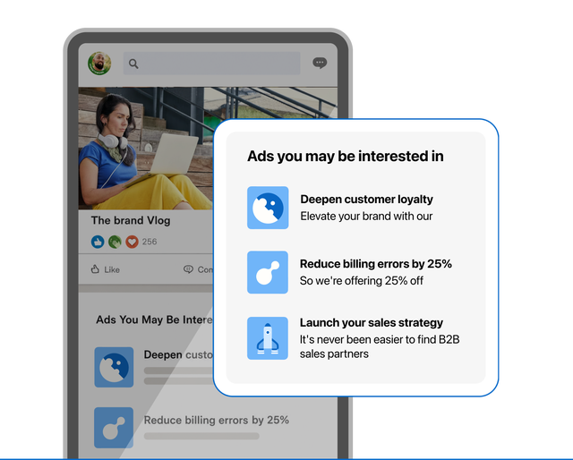Mobile interface showing targeted ad suggestions