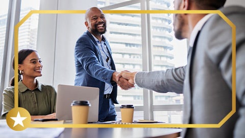 Business professionals shaking hands
