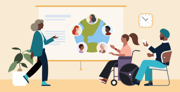 Illustration of professionals giving a presentation
