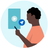 An icon representing a person posting a video