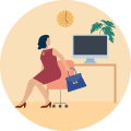 Illustration representing an employee leaving