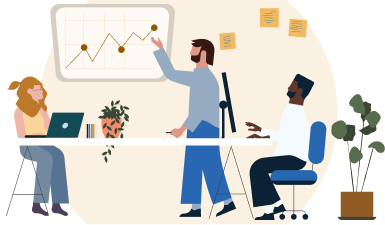 Illustration of professional giving a presentation