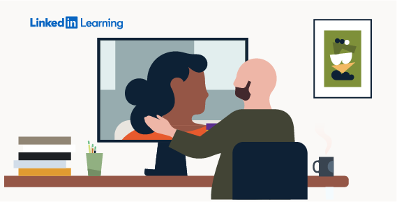 illustration of man and woman on a video call